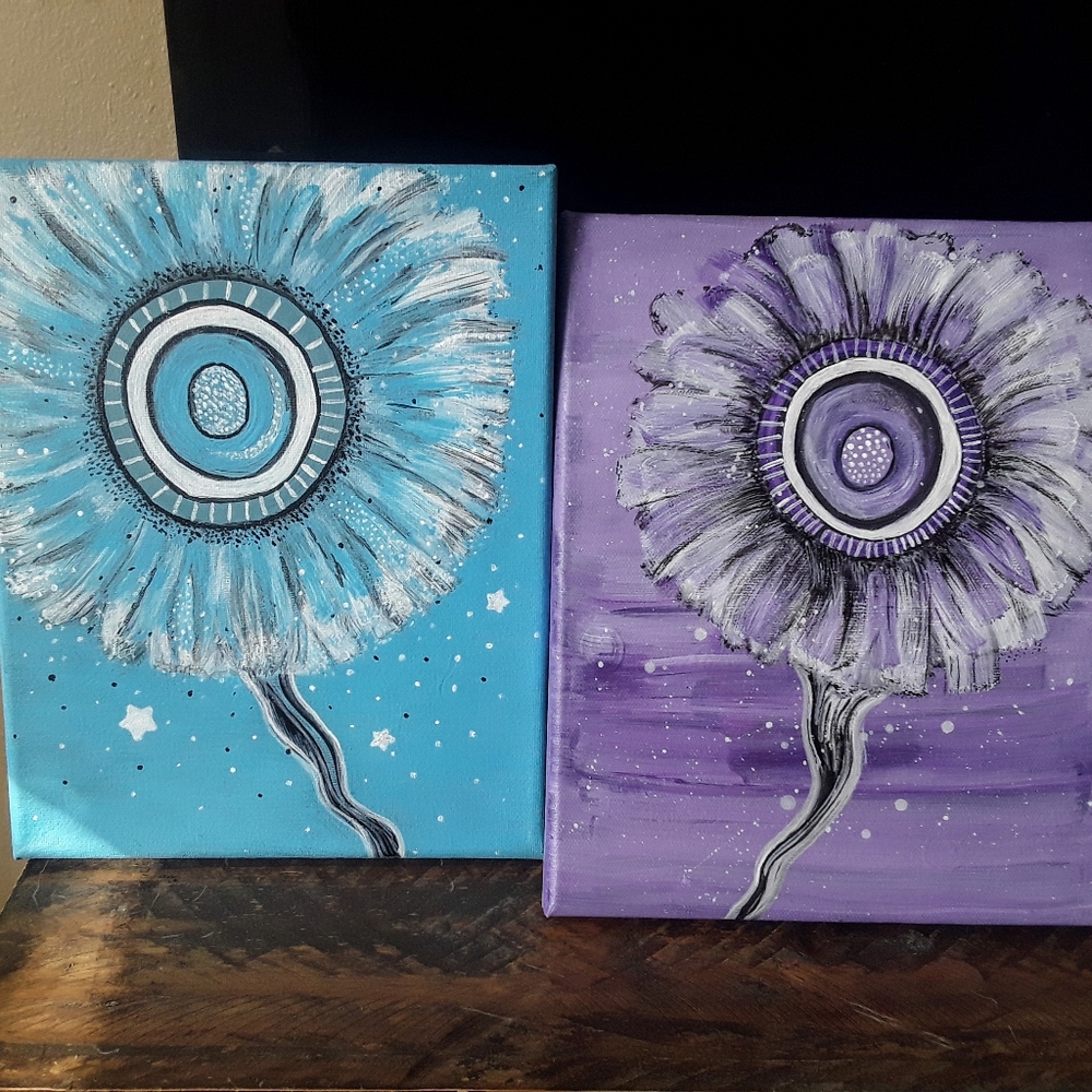🏵 Space Flowers Paintings